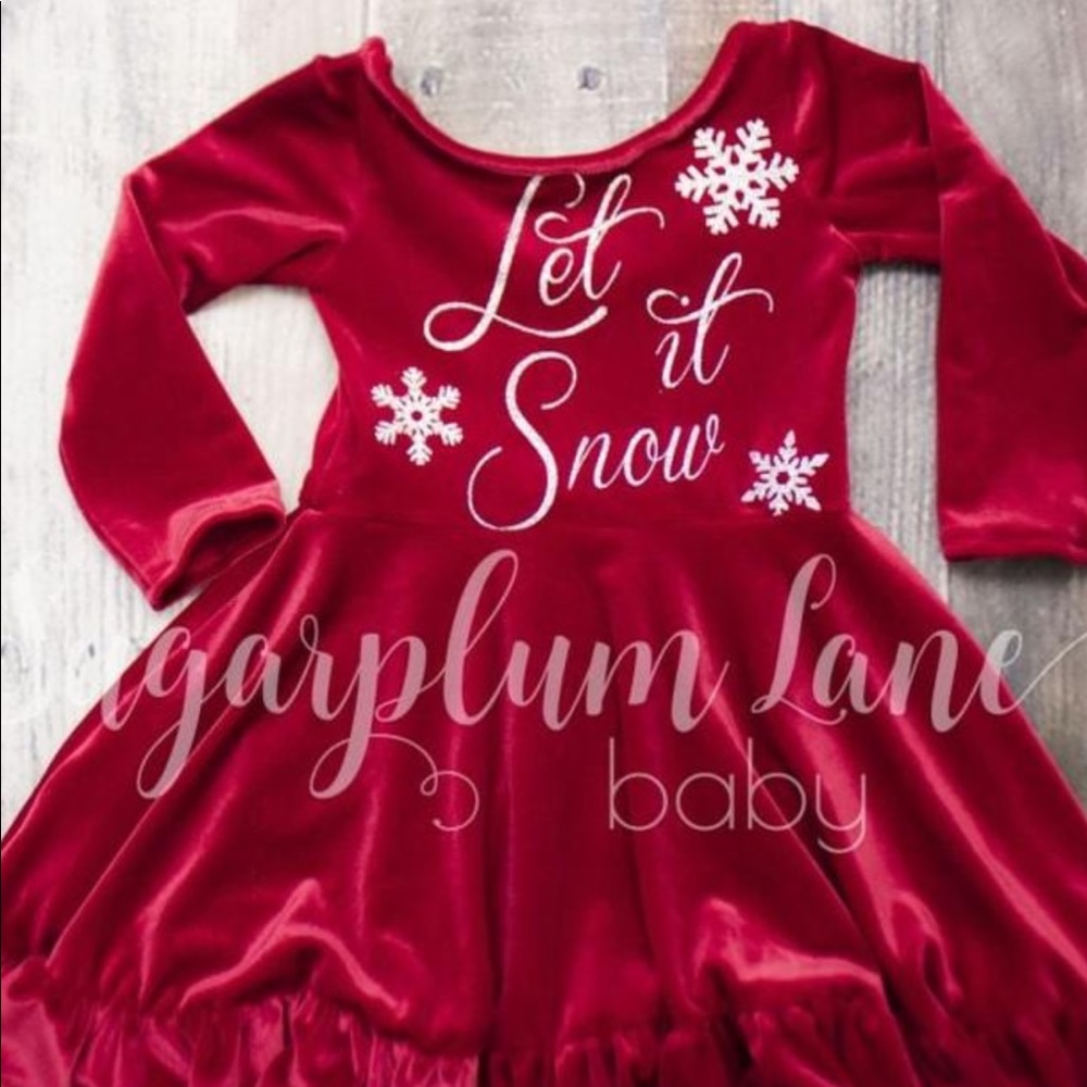 Sugarplum lane LET IT SNOW SPARKLE VELVET  DRESS